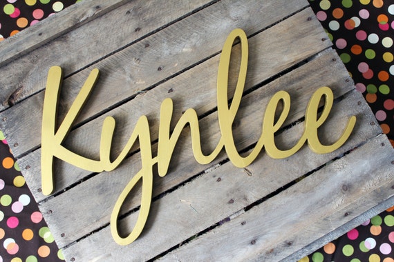 OVERSIZED Kynlee Wooden Name Sign Metallic by CucumberAppleStudio