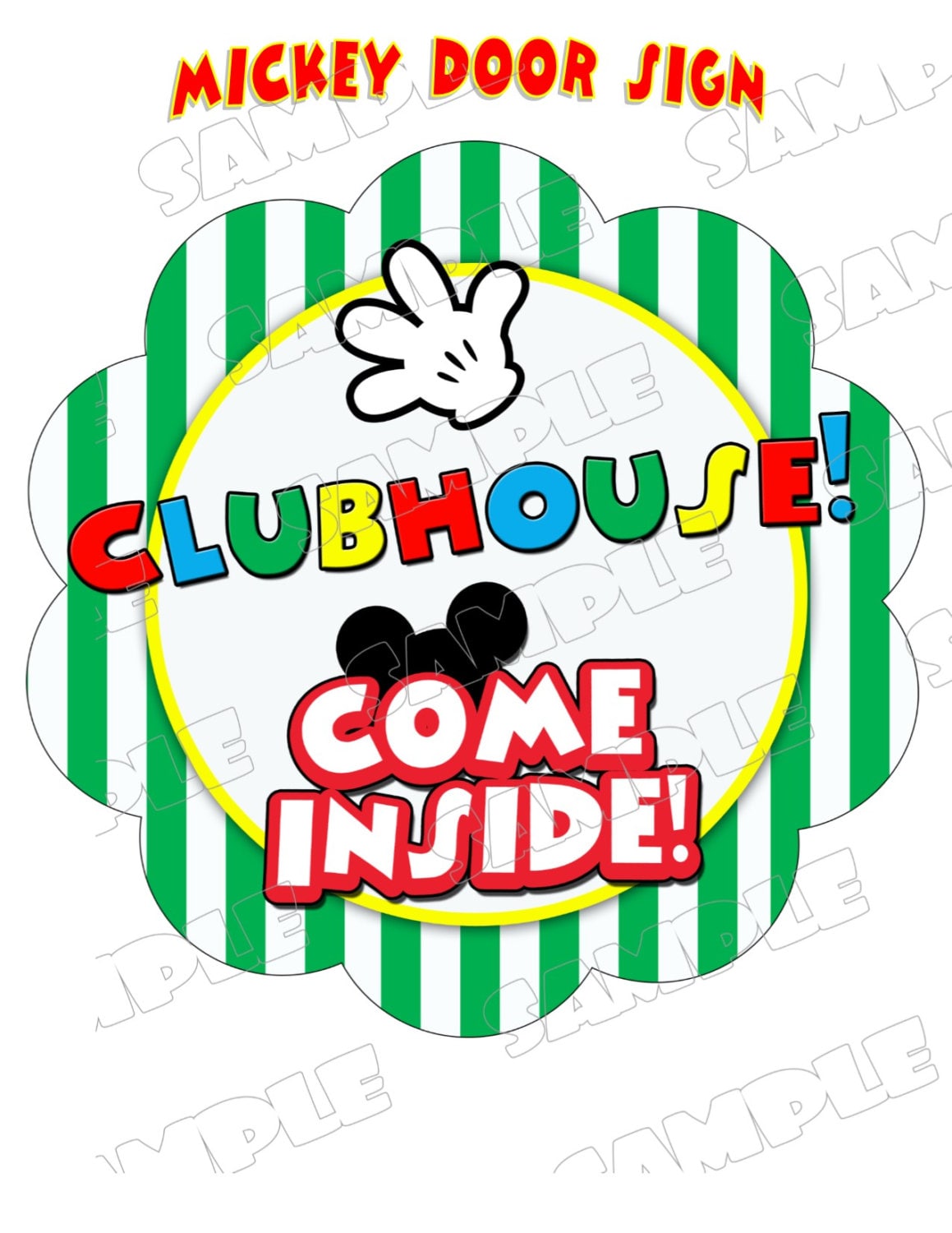 Mickey Mouse Clubhouse party door sign large sign with name