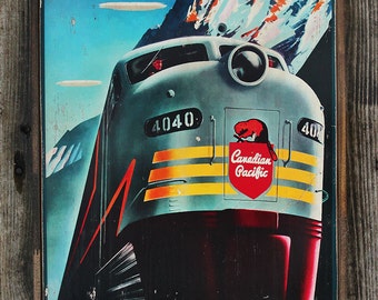 Vintage wooden sign 'Canadian Pacific Railway' Reproduction concept