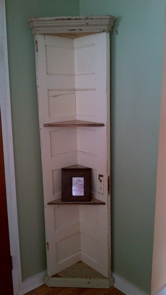 Old door corner shelf by ALittleRnRRepurposed on Etsy