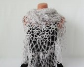 Shawl  GRAY with Shimmering Glitter  Knit woman Shawl Wedding shawl Knitted  Shawl