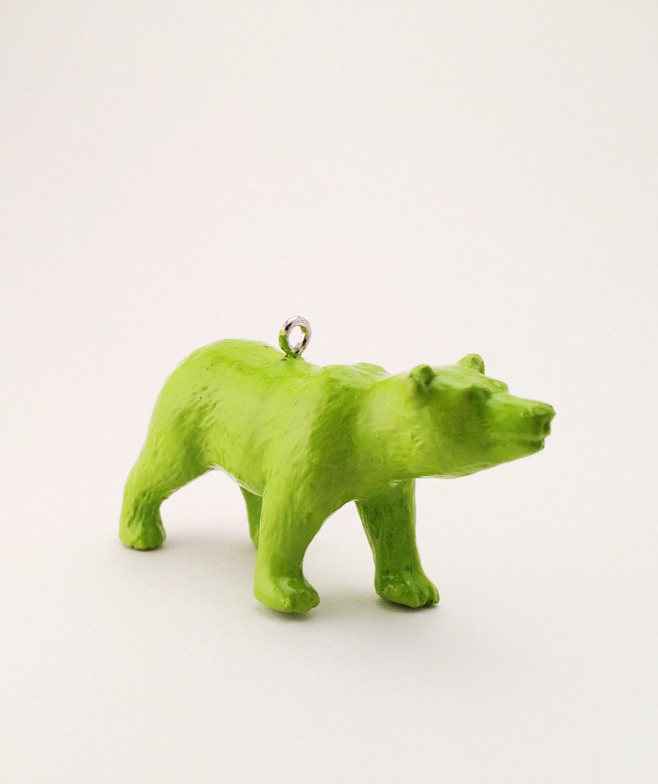 lime green crystal teddy bear keychain