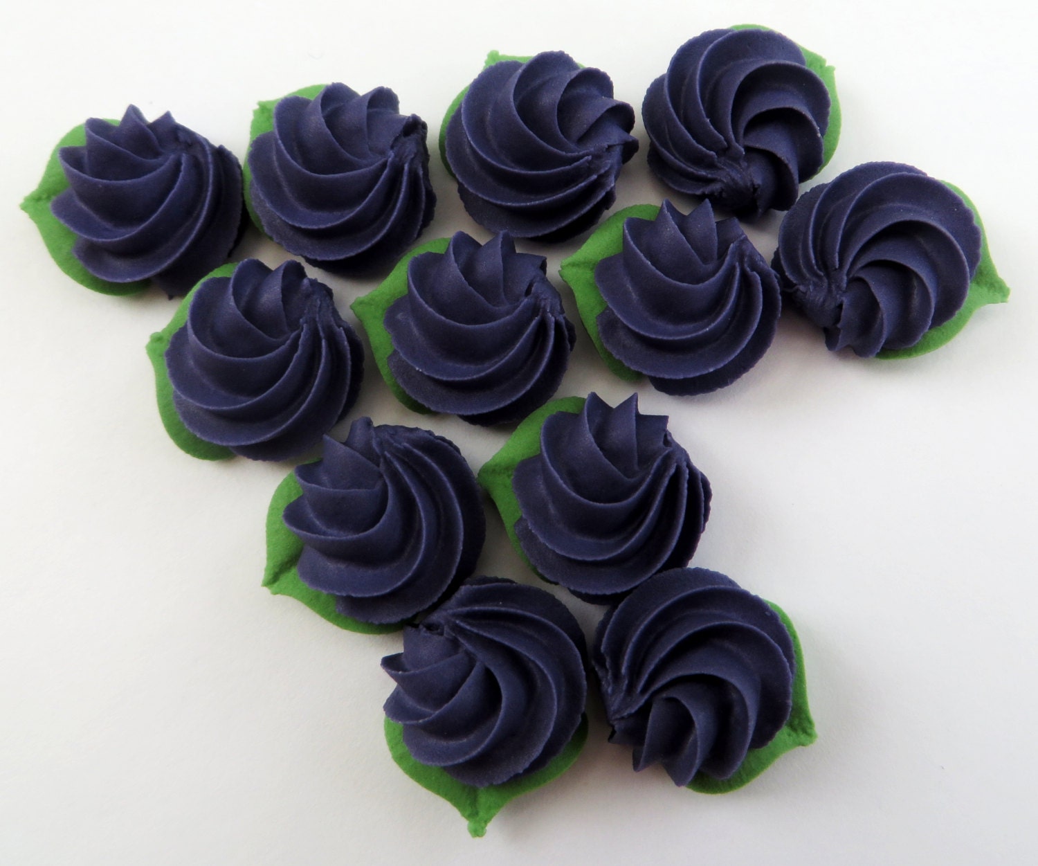 12 Purple Royal Icing Rose Swirls handmade edible sugar cake