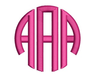 3 Letter Satin Circle Monogram Machine Embroidery Small Satin Font -Instant Download-1,2,3,4 inch