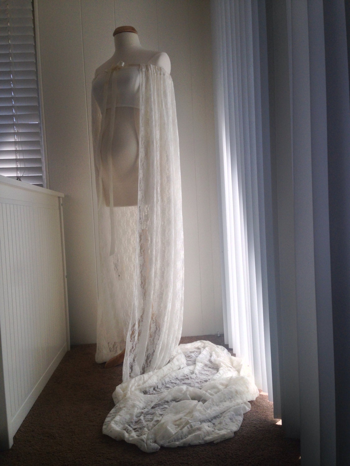 Cream Lace Maternity Gown Maxi gown Maternity cape