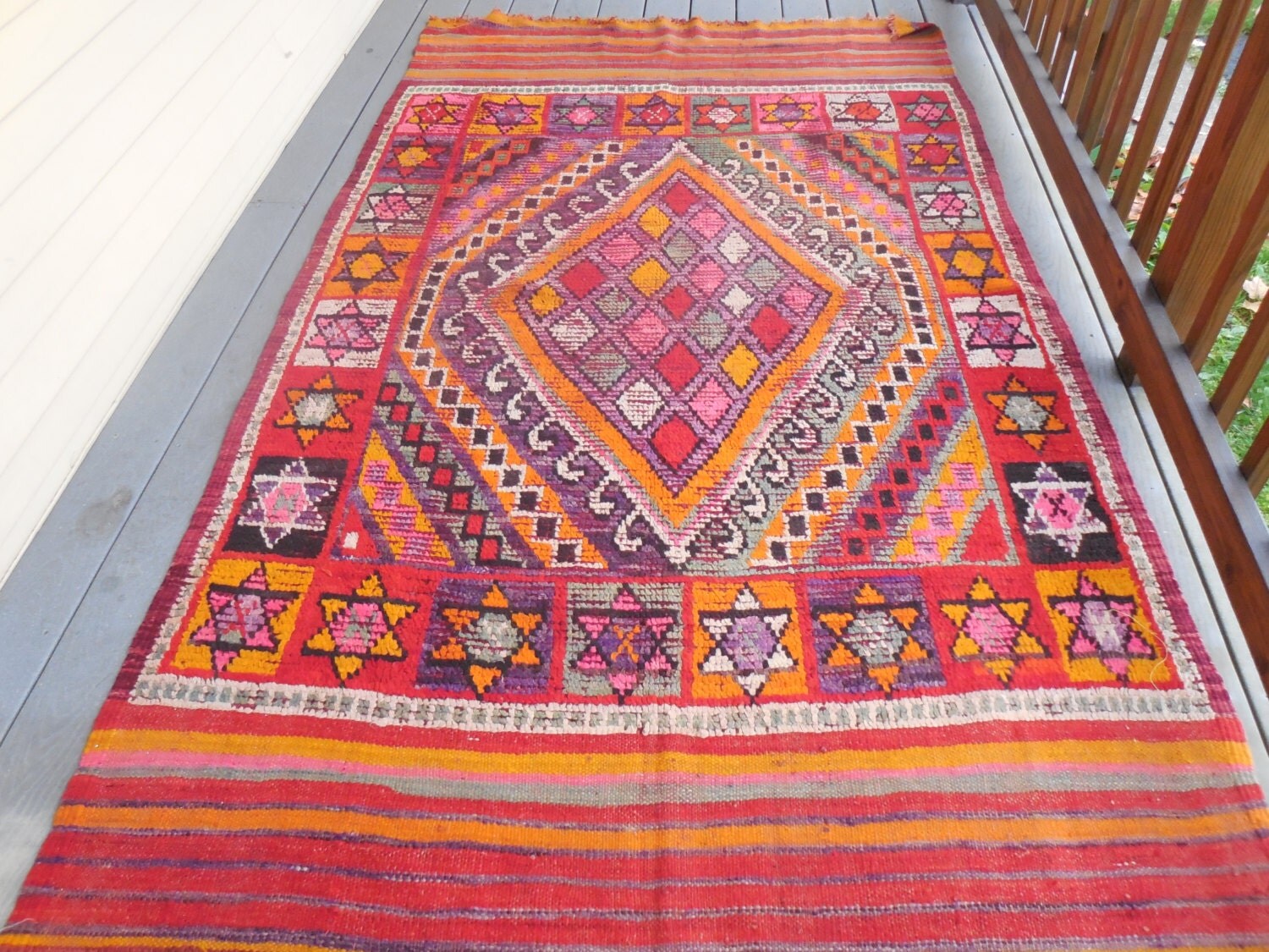 Antique Moroccan Berber rug Handwoven Carpet 8'6 x