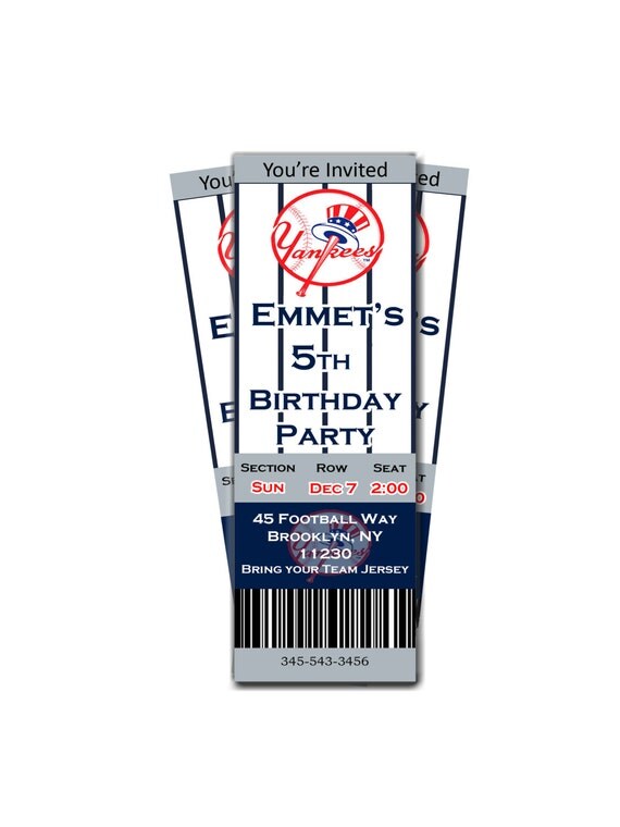 new york yankees tickets birthday invitation by designsbylyssalou