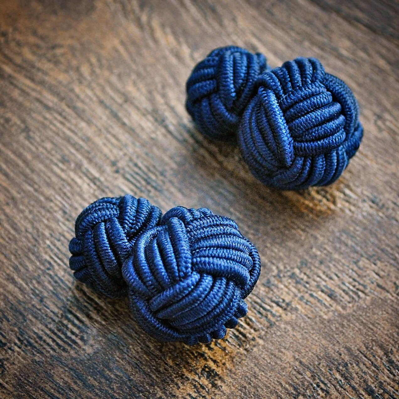 Silk Knot Cufflinks Dark Blue