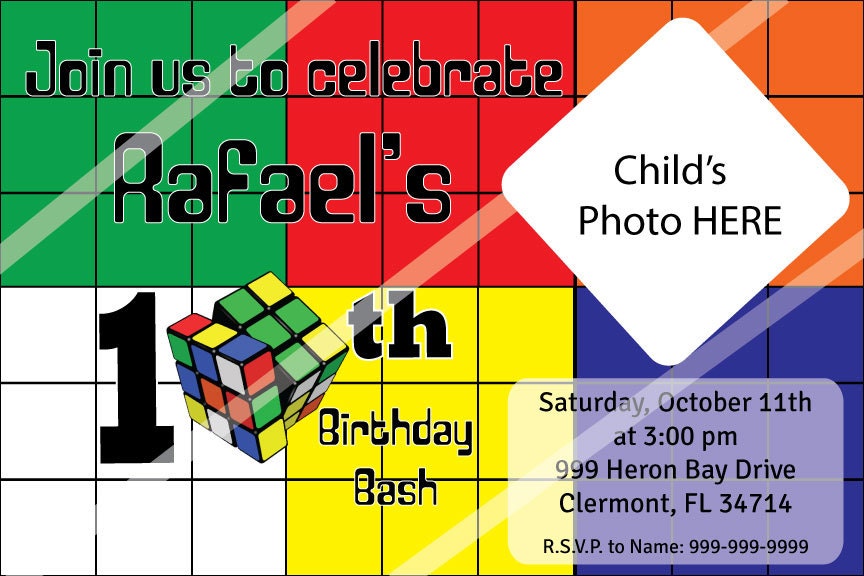 Rubik's Cube Party Invitations 4