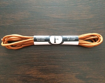 Tan Waxed Colored Round Oxford Dress Shoe Laces