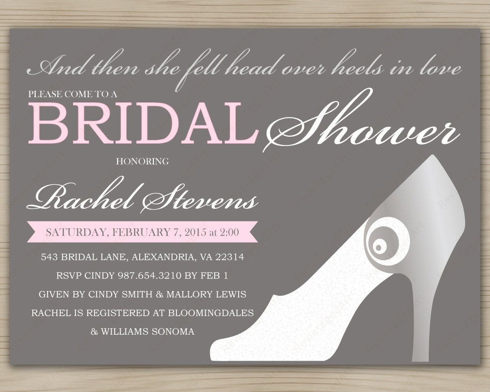 Bridal Shower Invitation with Moderne High Heel Shoe in Pastel Pink ...