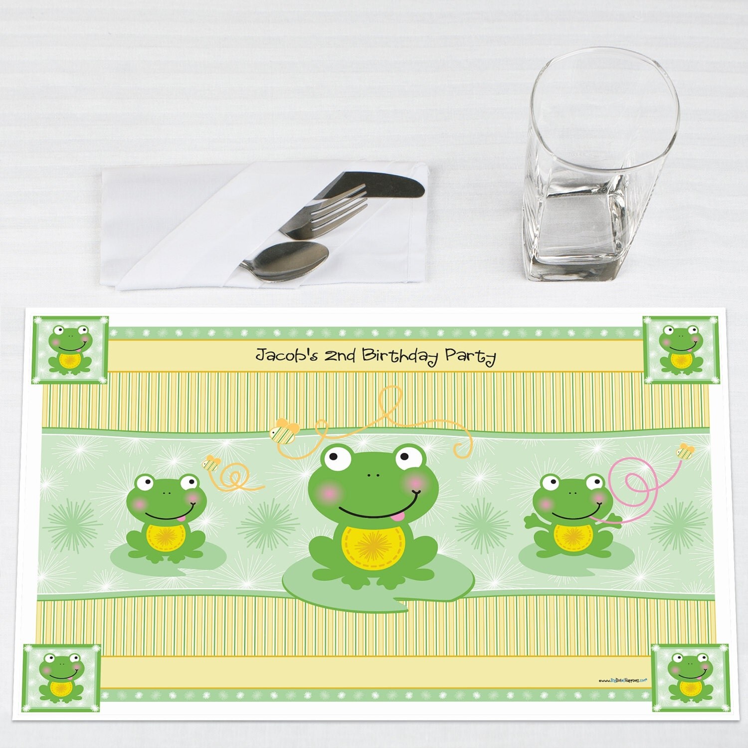 Set of 12 Froggy Frog Placemats Personalized Baby Shower or