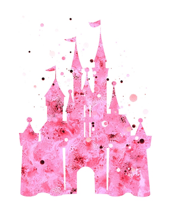 Pink Cinderella castle print Disney castle princess castle