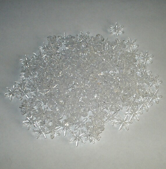 150 STARFLAKE BEADS 18mm Crystal Clear Sunburst Paddle