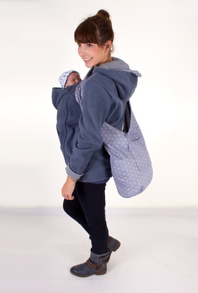 Carrying sweater for mom and baby gray blue