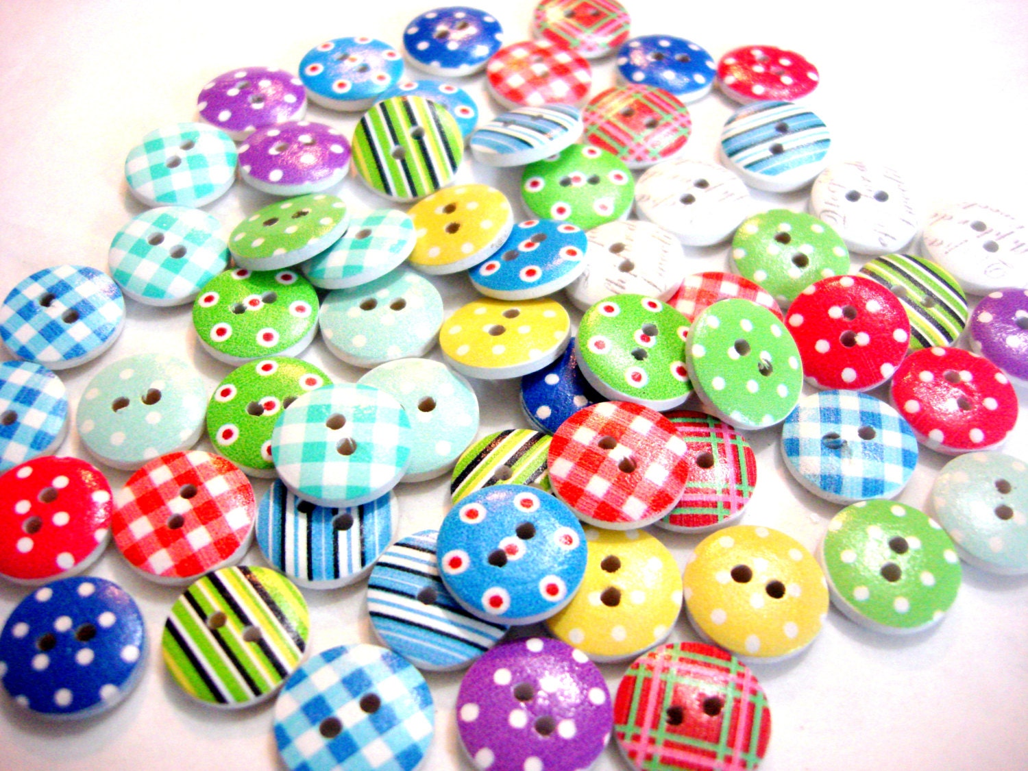 60 Bulk Wood Two Hole Buttons Assorted by EmbellishmentButtons