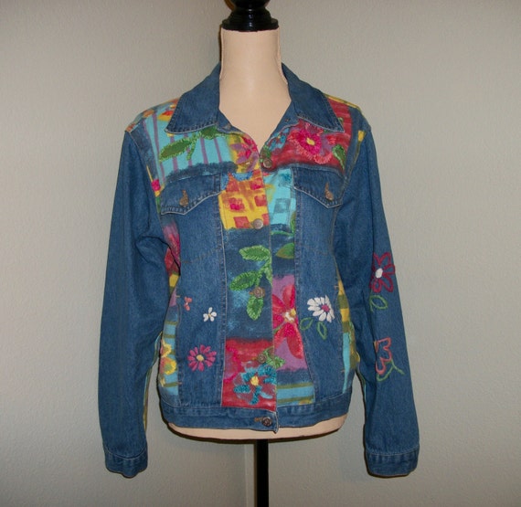 Artsy Clothing Novelty Jacket Denim Hippie Boho Blue Jean