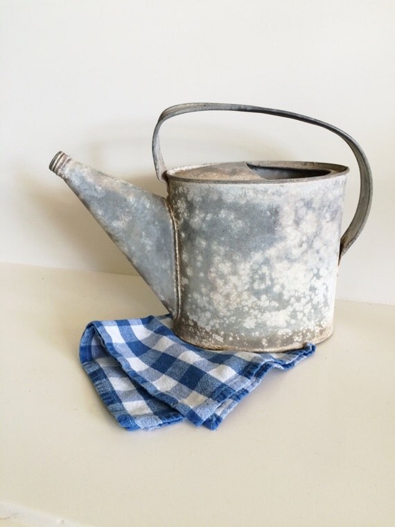 Large Vintage Galvanized Metal Watering can by MumsiesAttic