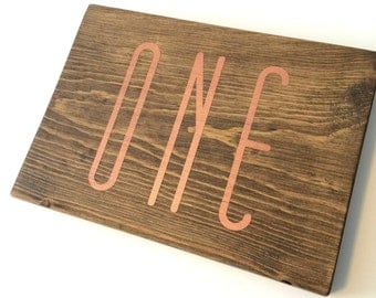 Wedding table numbers, copper numbers, copper wedding decor, wood table numbers