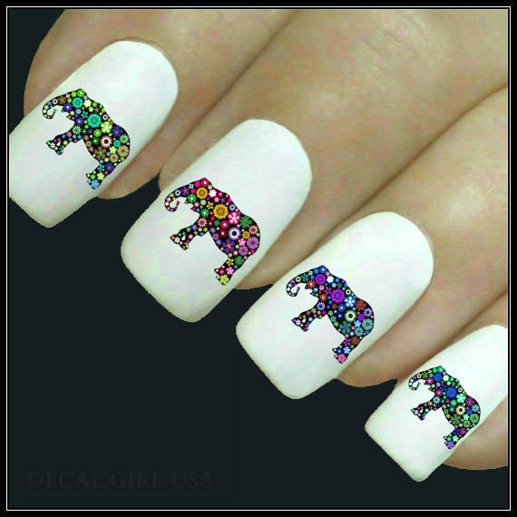Animal Nail Decal Elephant Nail Art 20 Water Slide Decals