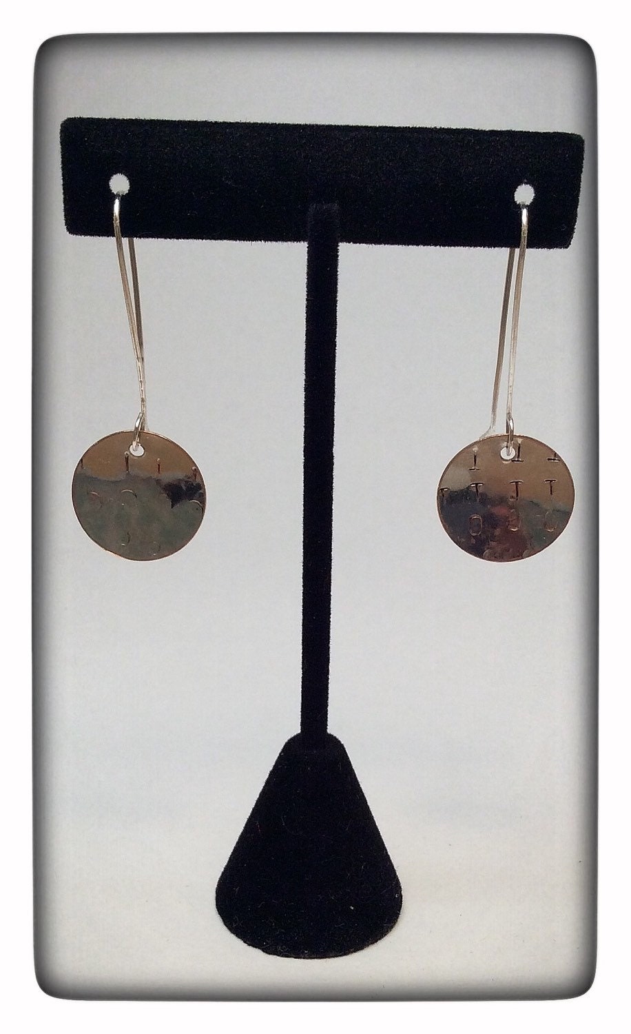 Stamped silver disc earrings