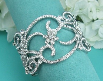 Bridal Cuff Bangle Bracelet, rhinestone cuff wedding bracelet, rhinestone bangle bracelet, bridal jewelry, wedding jewelry 215305746