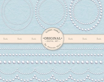 Premium Pearl Wedding Clip Art Borders & Frames - Pearl Clipart, Wedding Clipart, Pearl Digital Frames, Wedding Digital Frames, Pearl Border