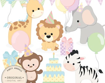 Professional Baby Jungle Animals Clipart & Vector Set Baby