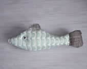 Fish pillow Kids room decor Nautical pillow Lake house pillow Blue cotton fish Sweet soft