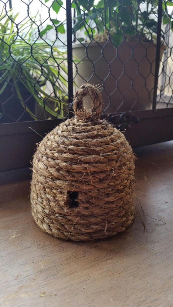 Handmade Primitive Mini Bee Skep Garden Wedding Decor Handmade Primitive Mini Bee Skep Garden Wedding Decor