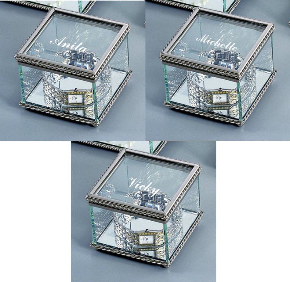 Glass Jewelry Box-Personalized Gift THREE SMALL Gift Boxes