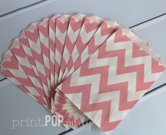 Light Pink Chevron Party Bags - Party Favor Bag - Treat Bag and ...