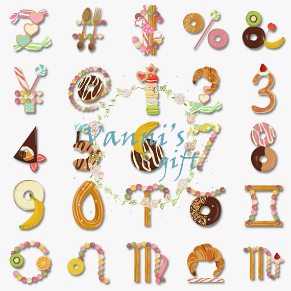 60 Dessert Letters Number Alphabet Digital Download