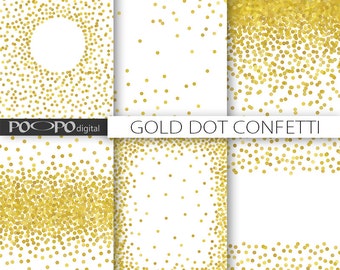 8,5 x 11 gold dot confetti digital paper invitation template overlay png format scrapbooking birthday invites party supplies card decoration