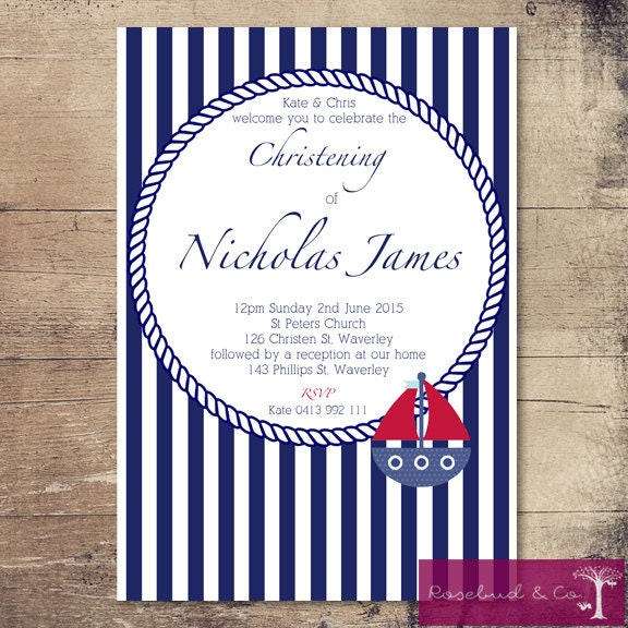 Nautical Themed Baptism Invitations 9