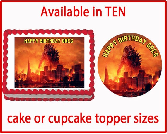 Godzilla Edible Cake Cookie or Cupcake Toppers by ...