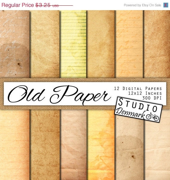 SALE Old Paper Digital Pack – 12 Designs, Aged Paper – Commercial Use ...