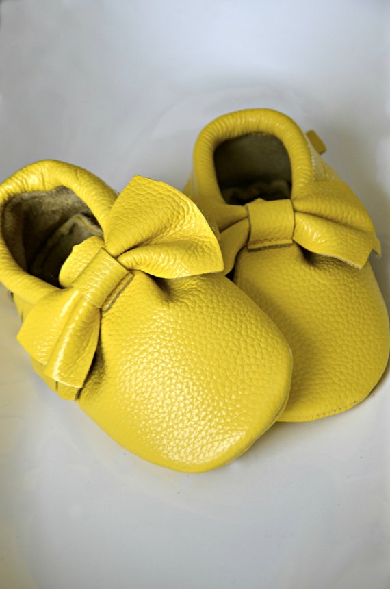 Canary Yellow Baby Moccasins Canary Yellow Baby by MisMarDesign