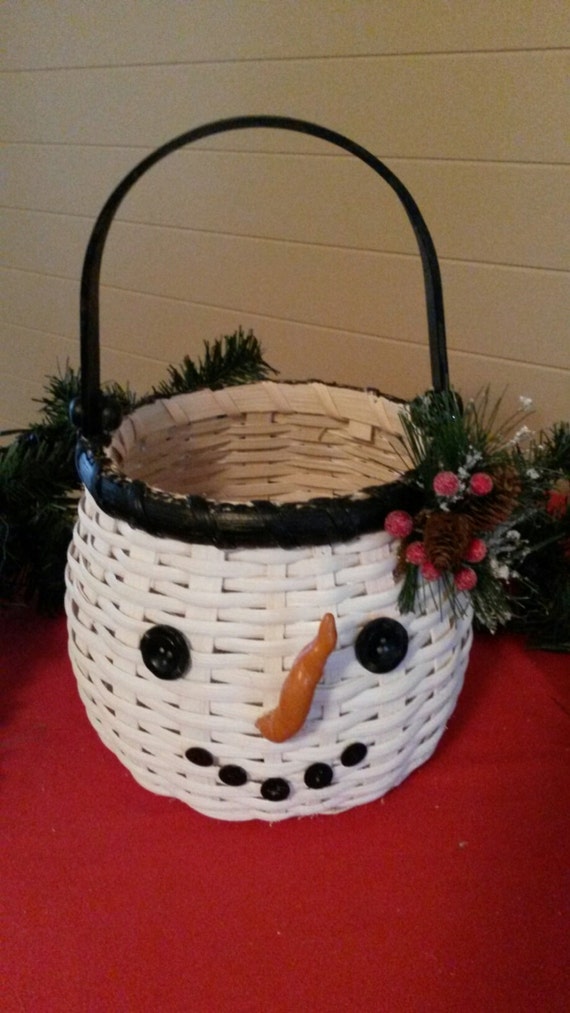 Frosty Snowman Handwoven Basket