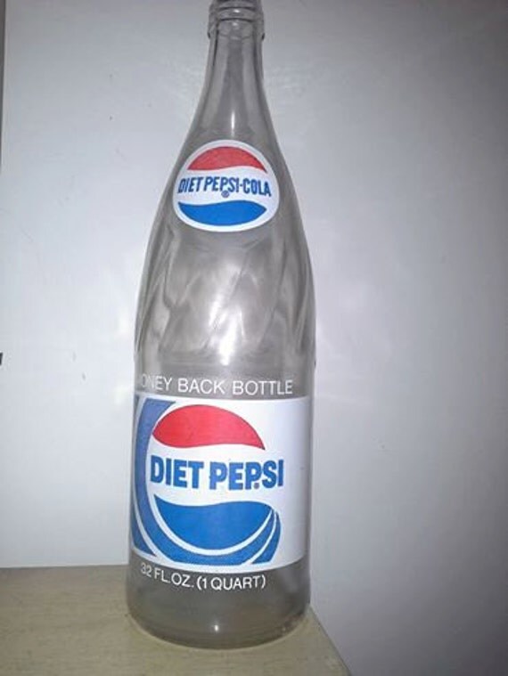 Vintage Diet Pepsi Cola 32 oz glass swirl top soda bottle