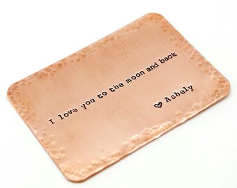 Hand Stamped Wallet Insert Card - Customized personal messages - Gift for husband, boyfriend, friends- Personalized Father's Day Gift