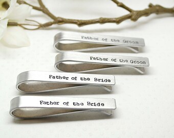 Men's Personalized Tie Clip - Father of the Bride, Hand Stamped Accessories Tie Bar Custom Set - Groom's gift- Father of the Bride- Tie Clip