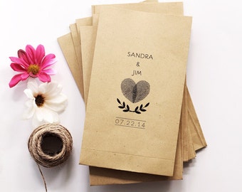 50 kraft paper bag - standing paper bag with flat bottom - personalized - wedding and party favor