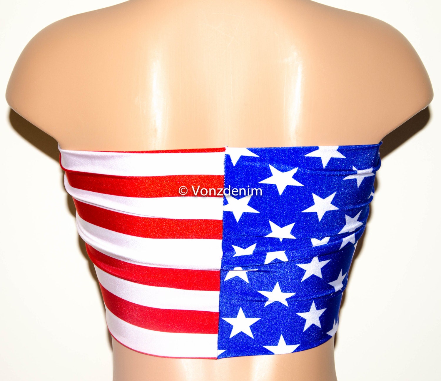 American Flag Bandeau Beach Bra Swimsuit Top Bikini Top