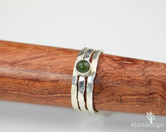 Silver Jade Ring, Green Ring, Jade Ring,Pure Silver Jade Ring, Jade Jewelry, Natural Jade, Stacking Ring, Gemstone Ring