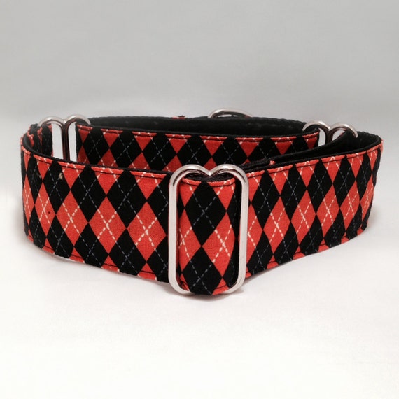 1.5 inch Martingale Collar Halloween Argyle Orange Black