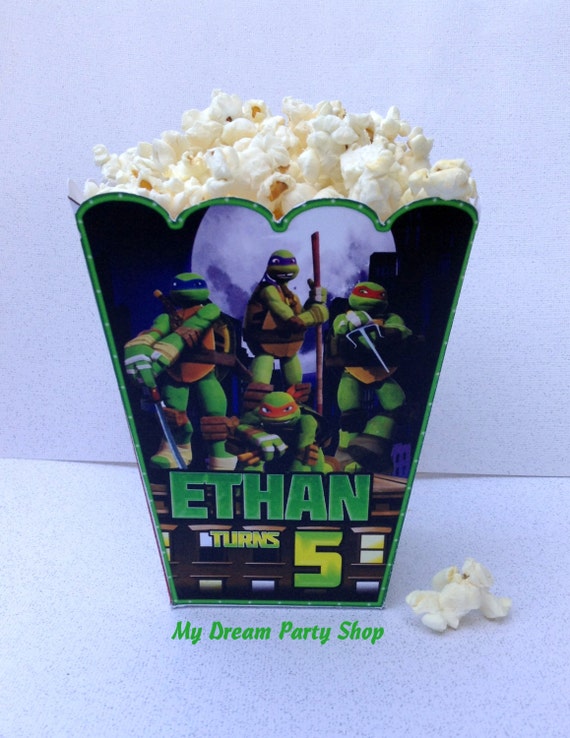 TMNT Ninja Turles Personalized Popcorn or Treat Box, Ninja Turtles ...