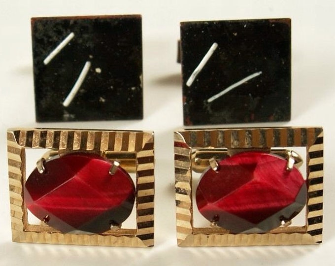 Storewide 25% Off SALE Masculine Vintage Set of Two Eclectic Designer Cufflinks in Various Mid Century Designs & Shapes