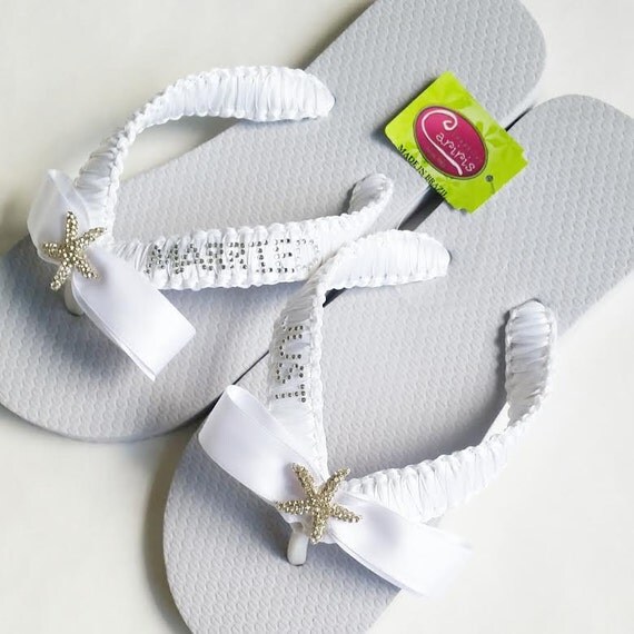 Just Married Flip Flops, CARIRIS Flip Flops, Beach Wedding Shoe ...
