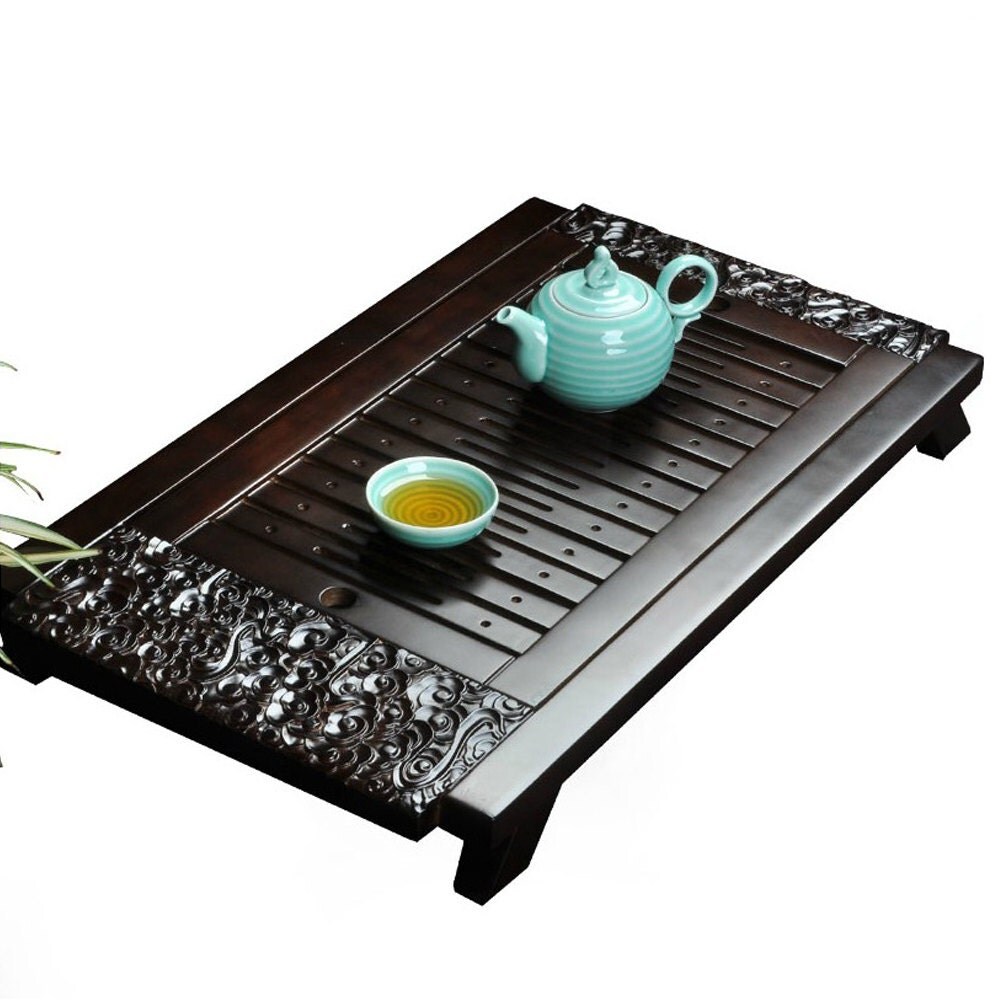 Chinese Kung Fu Tea Tray with Pull Out Part Solid Wood